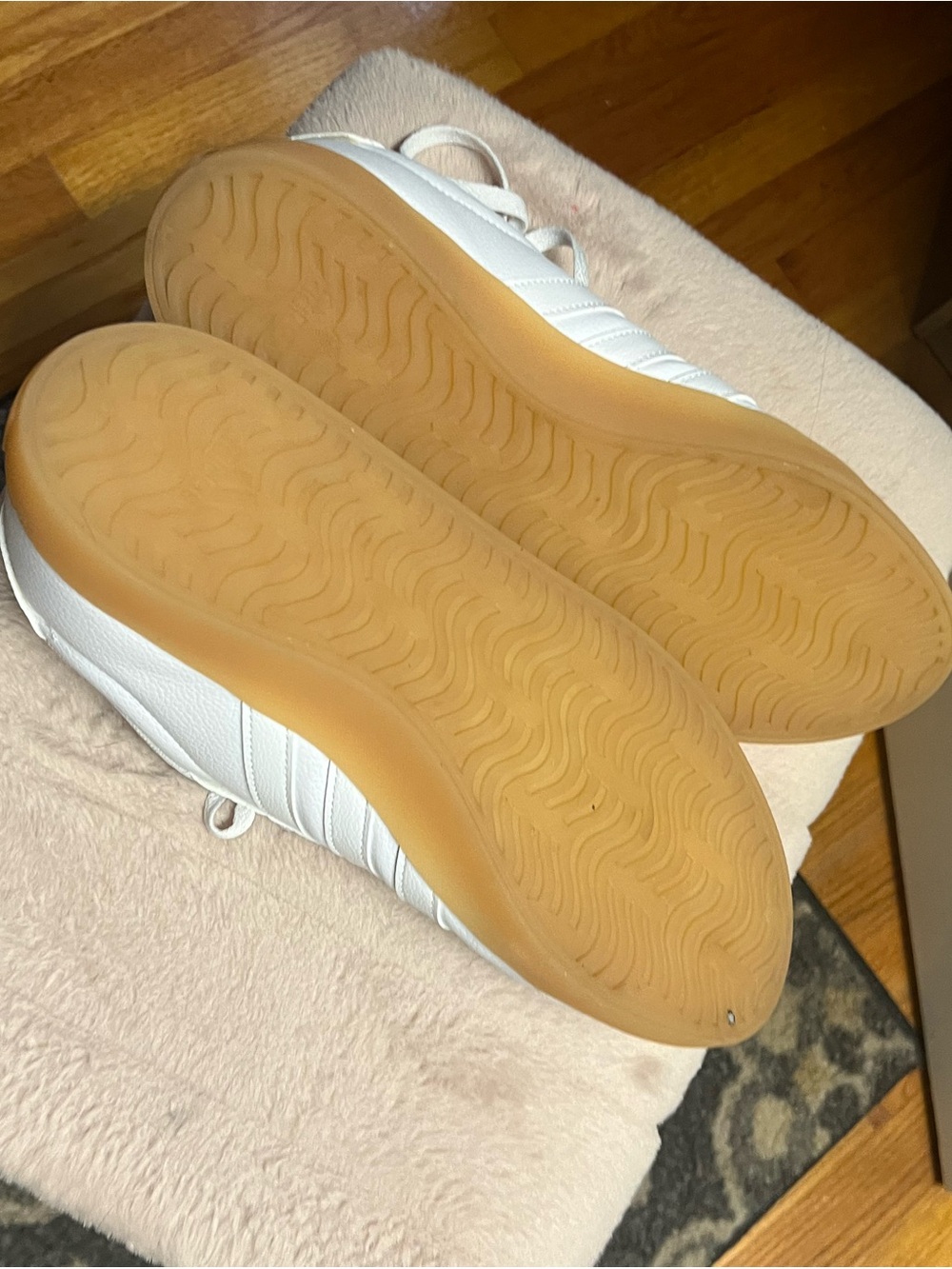 adidas Women's White Leather Sneakers with Gum Sole